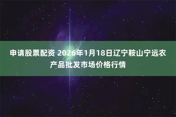 申请股票配资 2026年1月18日辽宁鞍山宁远农产品批发市场价格行情